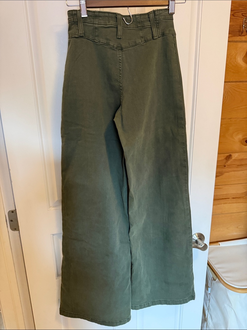 Free People High-Waist Wide Leg Moss Green Pants - Picture 3 of 3